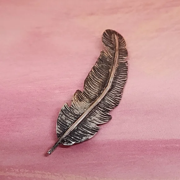Allson Begay Native Navajo Sterling Feather Brooch - Picture 2 of 4